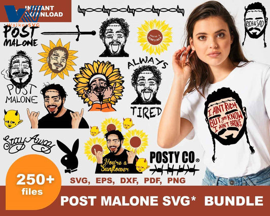 Post Malone Bundle svg,270+ files Post Malone svg eps png, for Cricut, Silhouette, digital, file cut