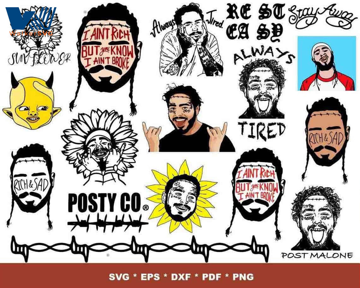 Post Malone Bundle svg,270+ files Post Malone svg eps png, for Cricut, Silhouette, digital, file cut