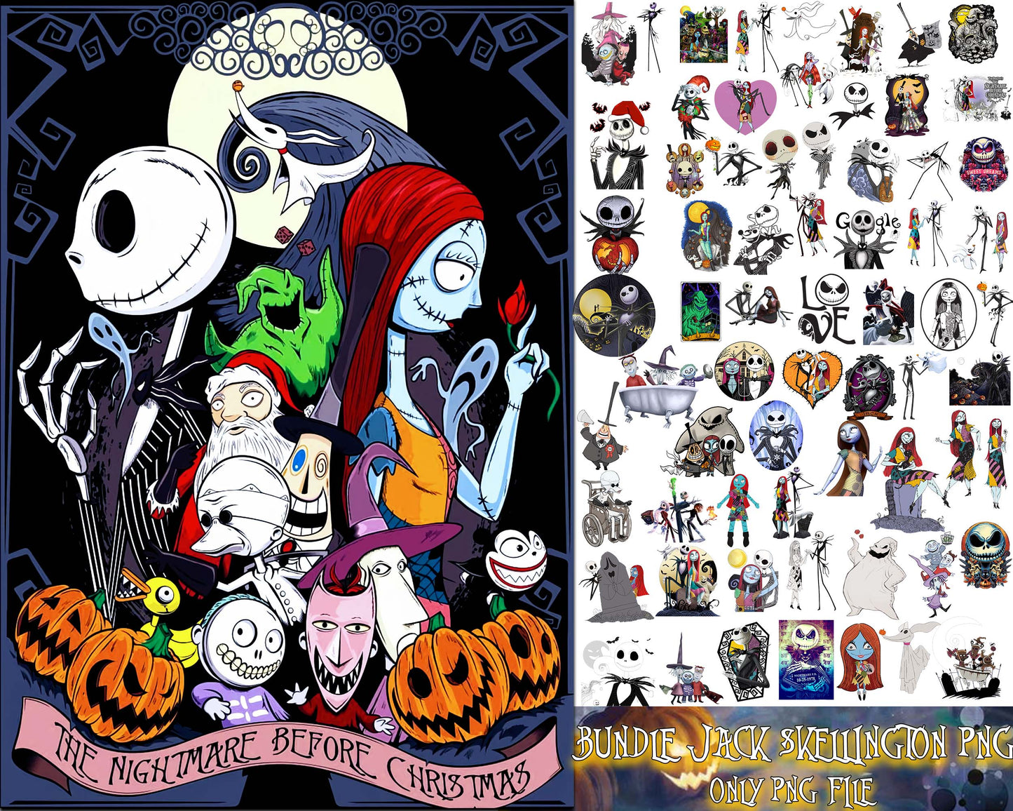 170+ Nightmare Before Christmas PNG, bundle Halloween PNG , Silhouette, digital , Instant Download