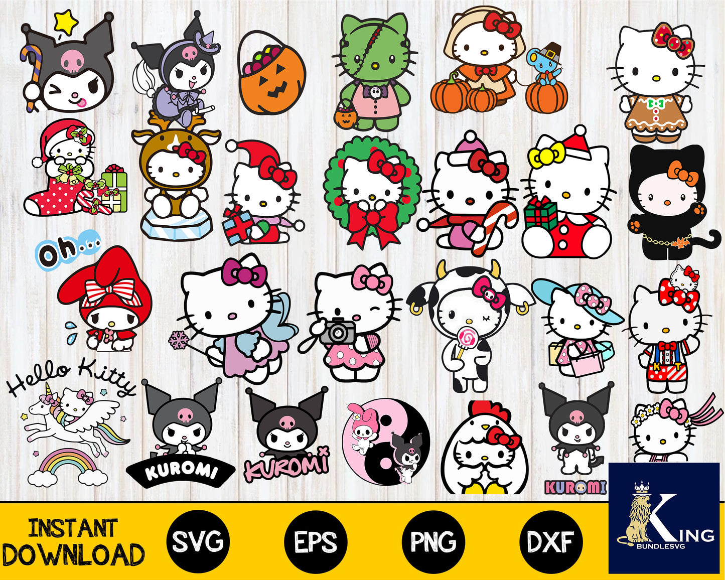 1800+ file hello kitty SVG DXF EPS PNG, bundle hello kitty svg, cricut, for Cricut, Silhouette, digital, file cut