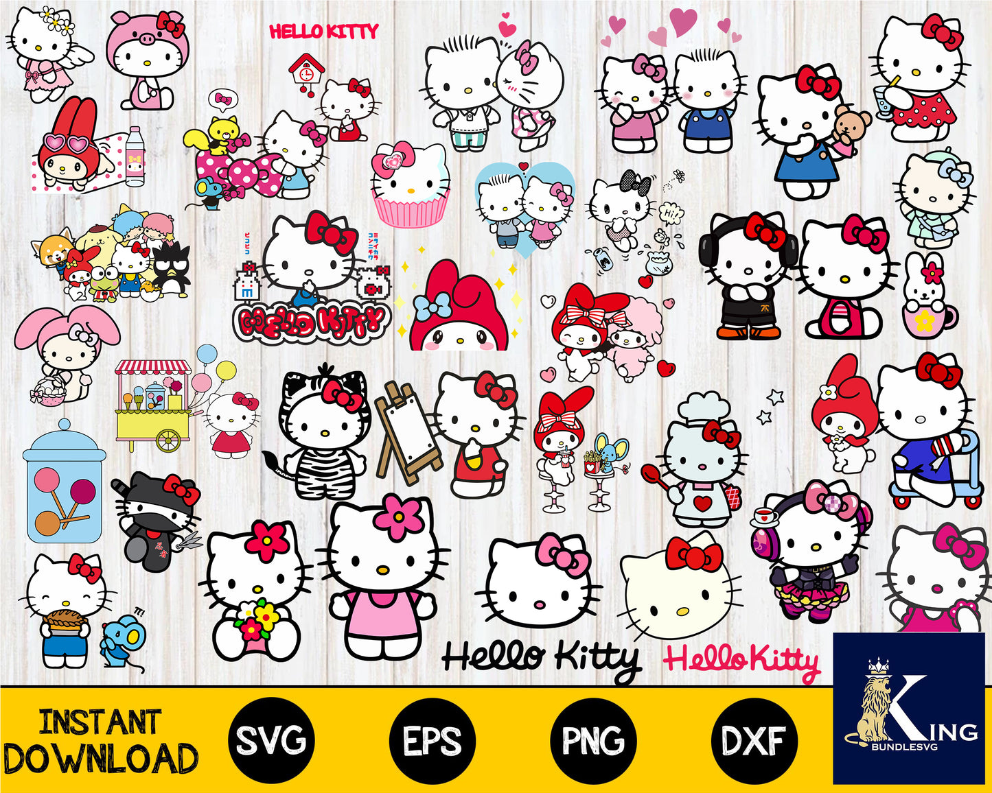 1800+ file hello kitty SVG DXF EPS PNG, bundle hello kitty svg, cricut, for Cricut, Silhouette, digital, file cut