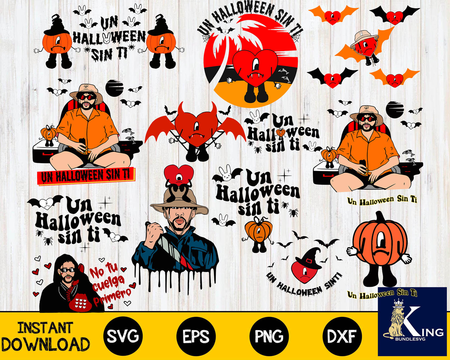 bad bunny halloween bundle svg, 185+ file  Un Halloween sin Ti  SVG, Mega Bundle Un Halloween sin Ti svg dxf eps png, for Cricut, Silhouette, digital, file cut