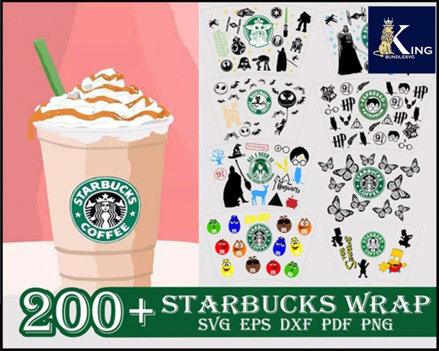 Starbucks Wrap Bundle svg,200+ Starbucks Wrap svg eps png, for Cricut, Silhouette, digital, file cut