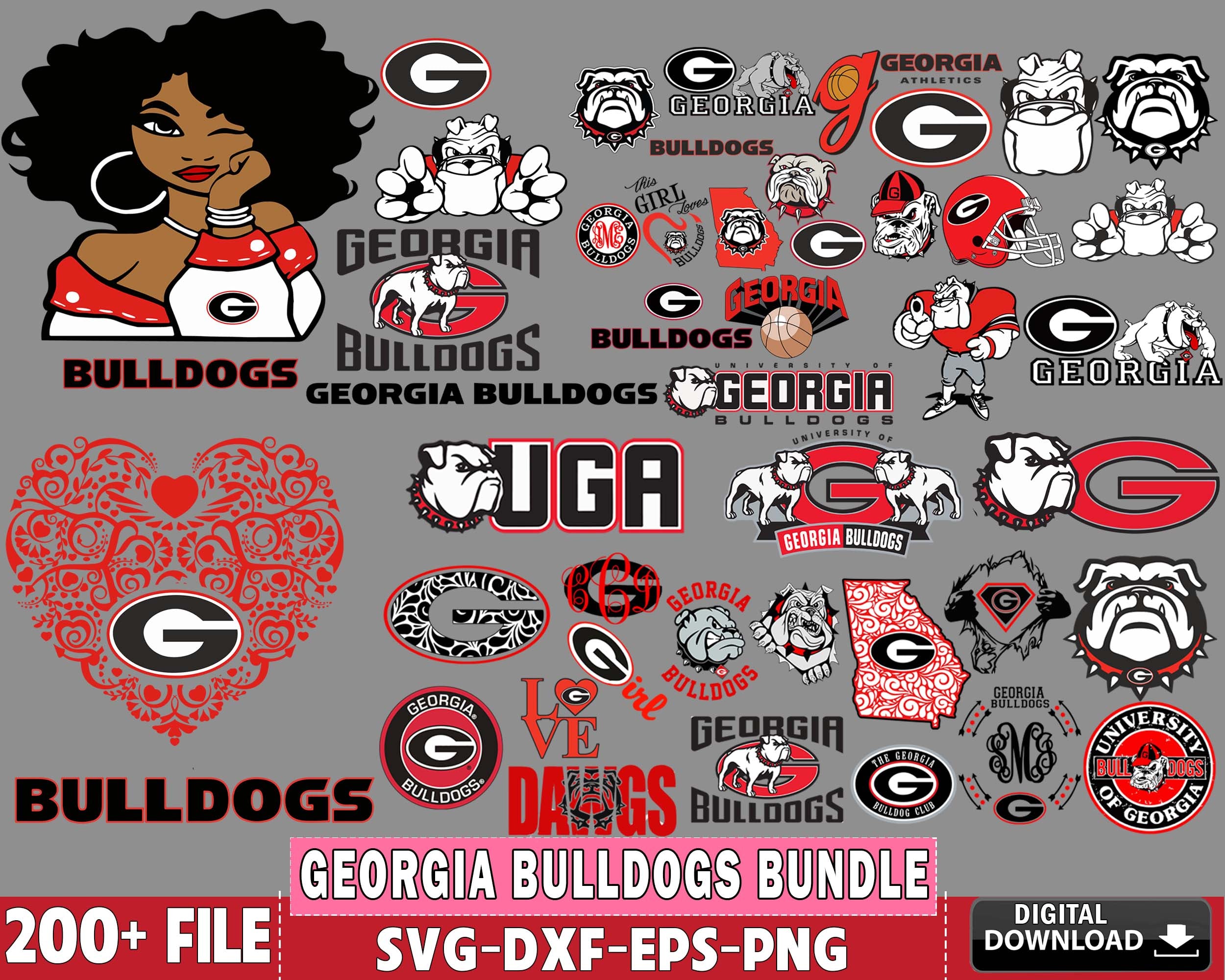 Georgia Bulldogs bundle svg, 200+ file Georgia Bulldogs svg dxf eps pn ...
