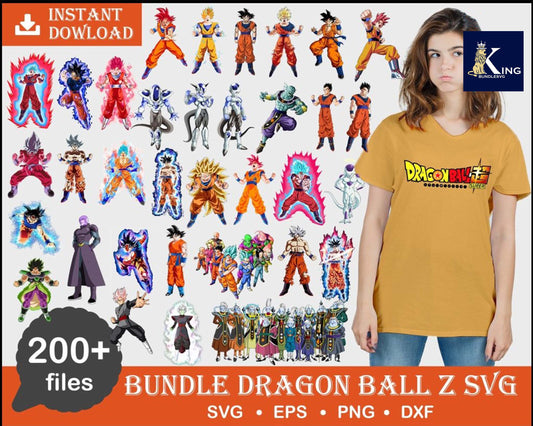 200+ files Dragon Ball Z Bundle svg, 200+ files Dragon Ball  Z svg eps png, for Cricut, Silhouette, digital, file cut