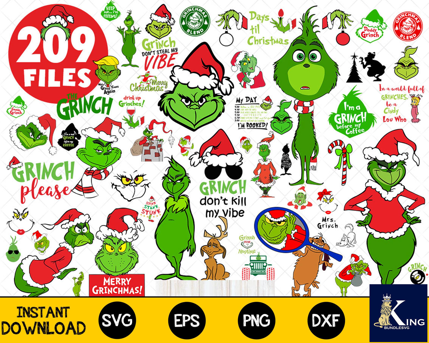 grinch Bundle Christmas svg, 209 file Grinch svg eps png, for Cricut ...