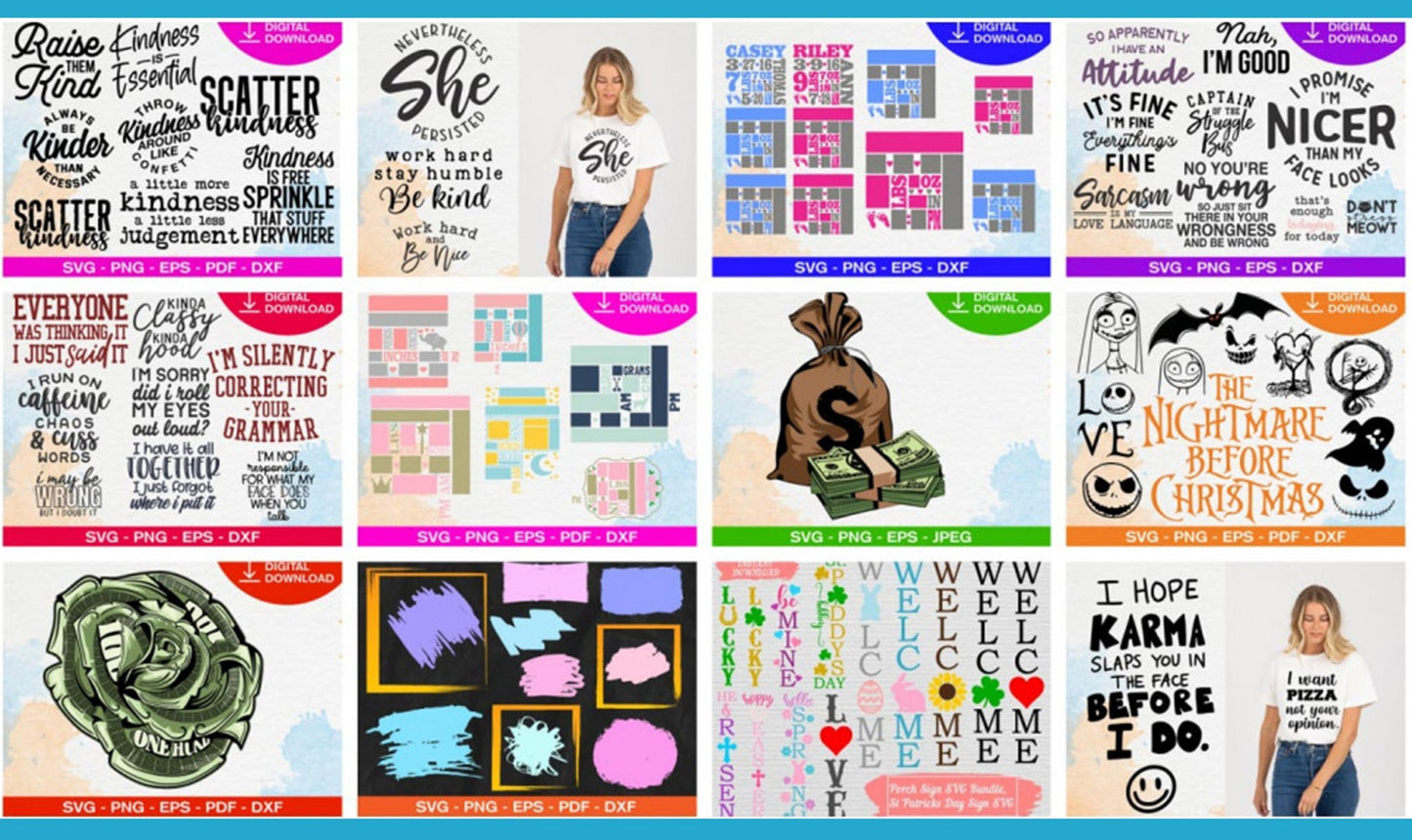 200 Ultimate Giga Bundle - 200 Bestseller SVG Bundles for Cricut, Silhouette, digital, file cut