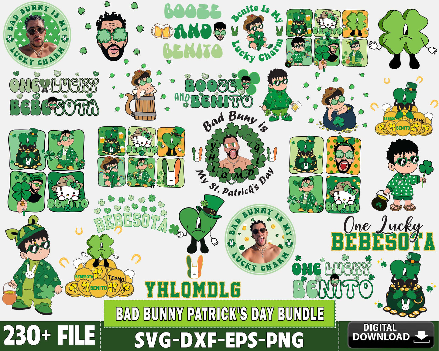 230+ file Bad Bunny Patrick's day bundle svg , Bad Bunny Patrick's day Digital Cut Files svg eps dxf png file, for Cricut, Silhouette, digital download , file cut