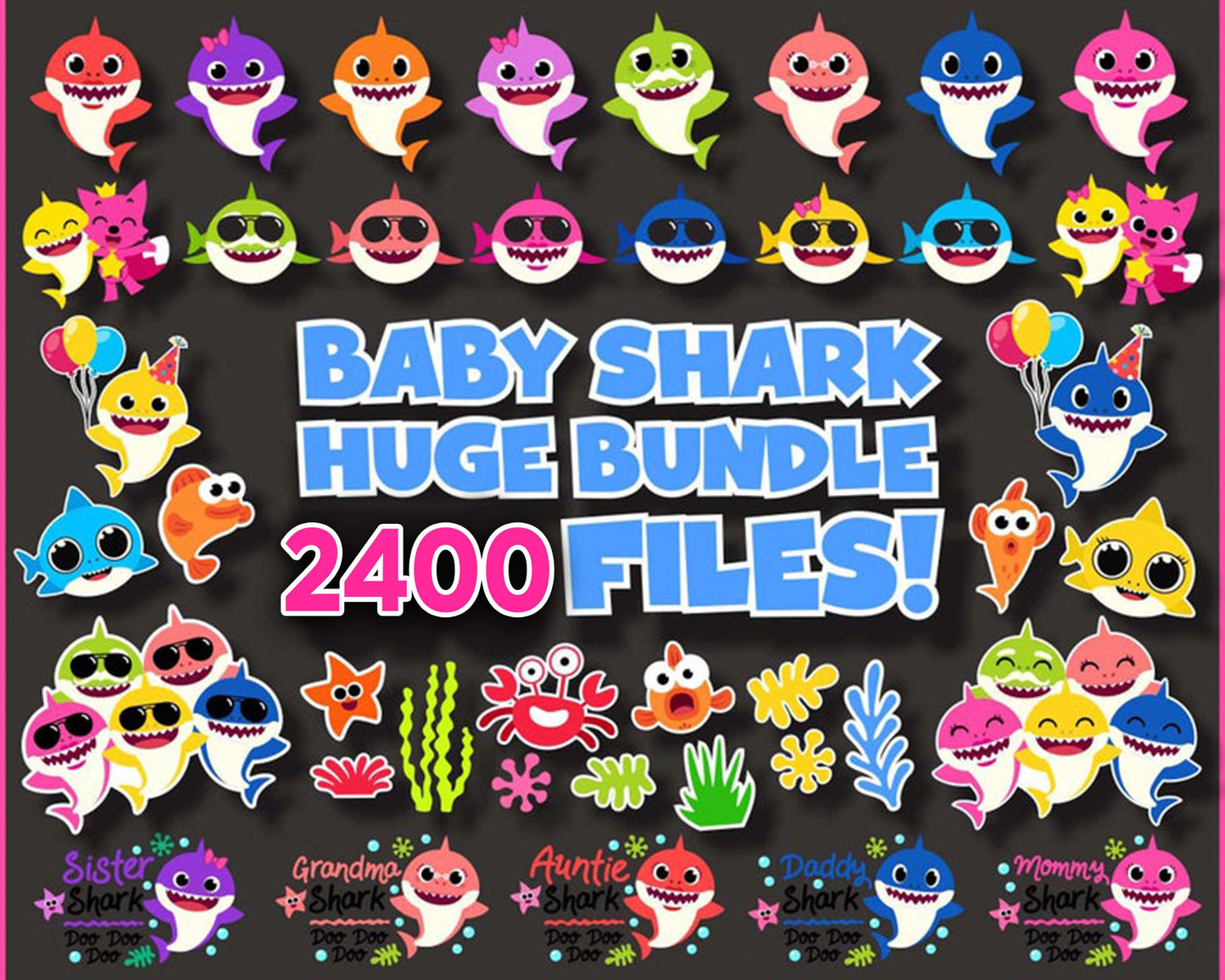 Baby Shark bundle  Svg, 2400+ file Baby Shark svg dxf eps png, for Cricut, Silhouette, digital, file cut