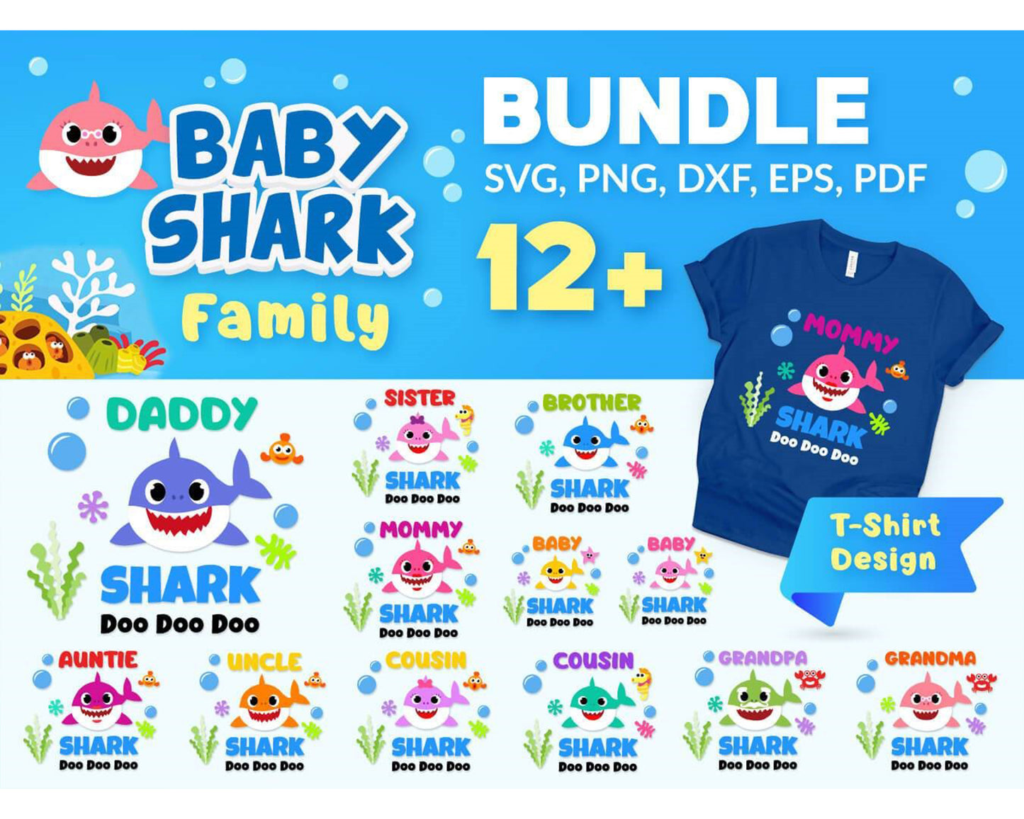 Baby Shark bundle  Svg, 2400+ file Baby Shark svg dxf eps png, for Cricut, Silhouette, digital, file cut