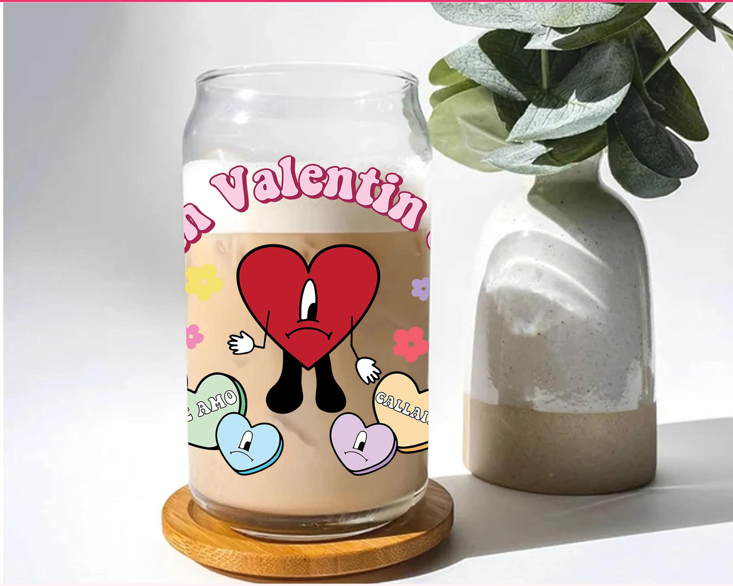 25+ Valentine Bad Bunny Glass Can Wrap SVG Bundle, Happy Valentine 16oz Libbey Glass Wrap SVG DXF EPS PNG , Valentine day SVG bundle ,Cricut , File cut, Silhouette, Digital download , Instant Download