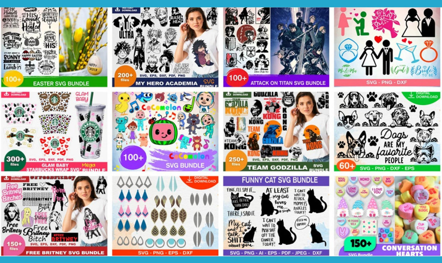 200 Ultimate Giga Bundle - 200 Bestseller SVG Bundles for Cricut, Silhouette, digital, file cut