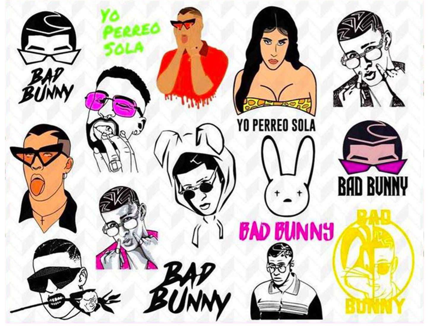 Bad Bunny Bundle svg,250+ files Bad Bunny svg eps png, for Cricut, Silhouette, digital, file cut