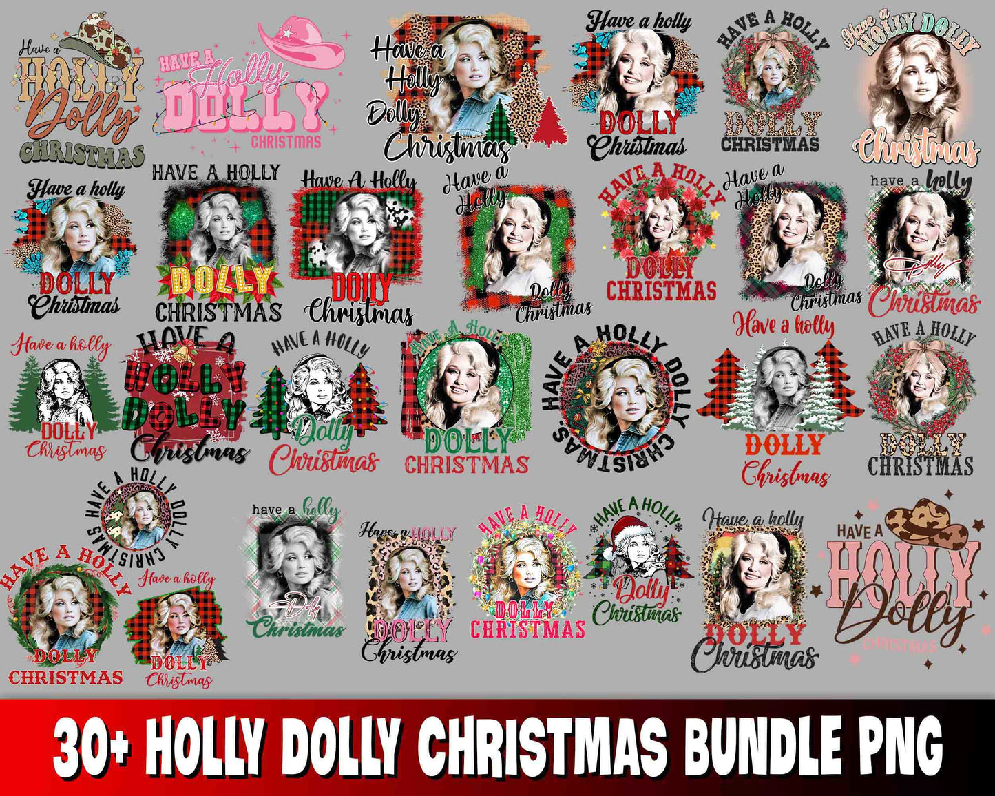 30+ file Have A Holly Dolly christmas bundle PNG , Mega bundle Have A Holly Dolly christmas PNG , for Cricut, Silhouette, digital, file cut