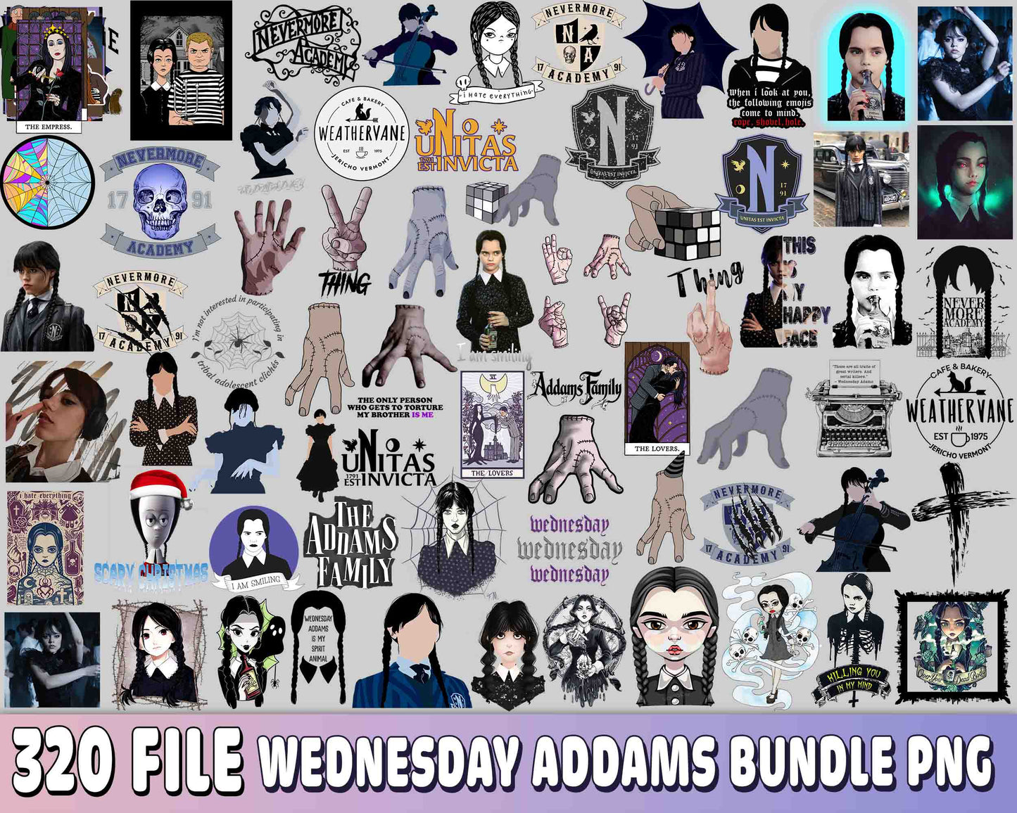 320 file Wednesday Addams bundle PNG , Wednesday Addams PNG, Silhouette, Digital Download , Instant Download