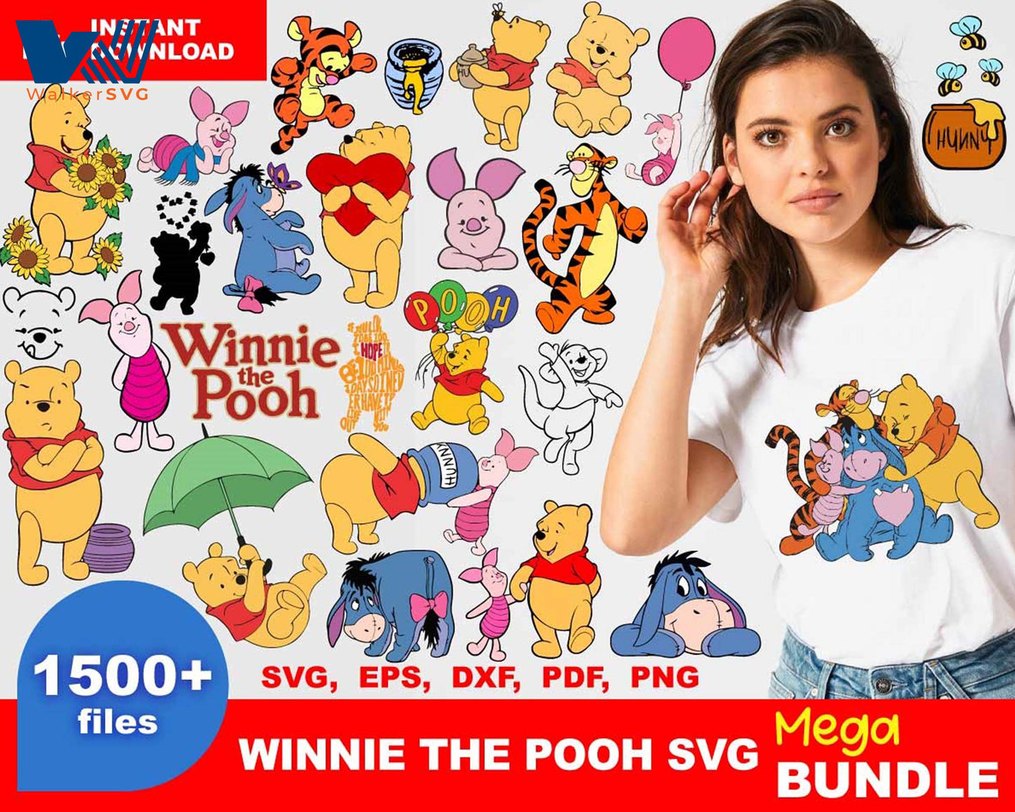 Winnie The Pooh Bundle svg,1500+ files Winnie The Pooh svg eps png, for Cricut, Silhouette, digital, file cut