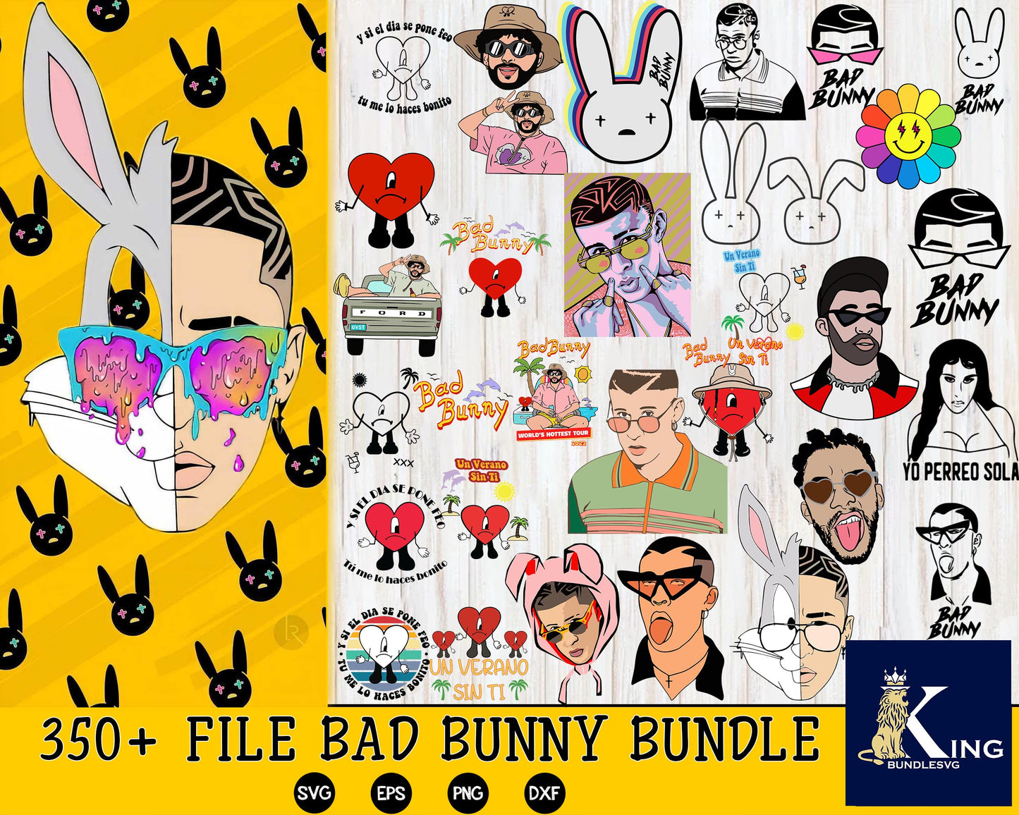 Bad Bunny Bundle svg,350+ files Bad Bunny svg eps png dxf , for Cricut, Silhouette, digital, file cut