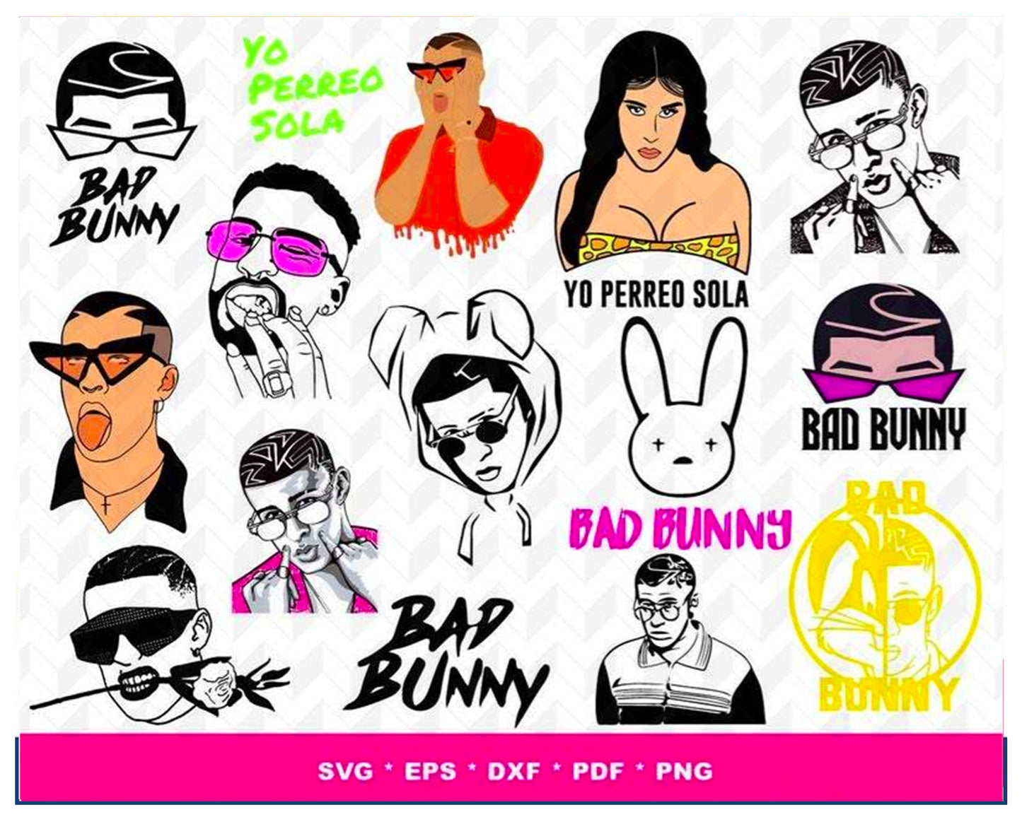 Bad Bunny Bundle svg,350+ files Bad Bunny svg eps png dxf , for Cricut, Silhouette, digital, file cut