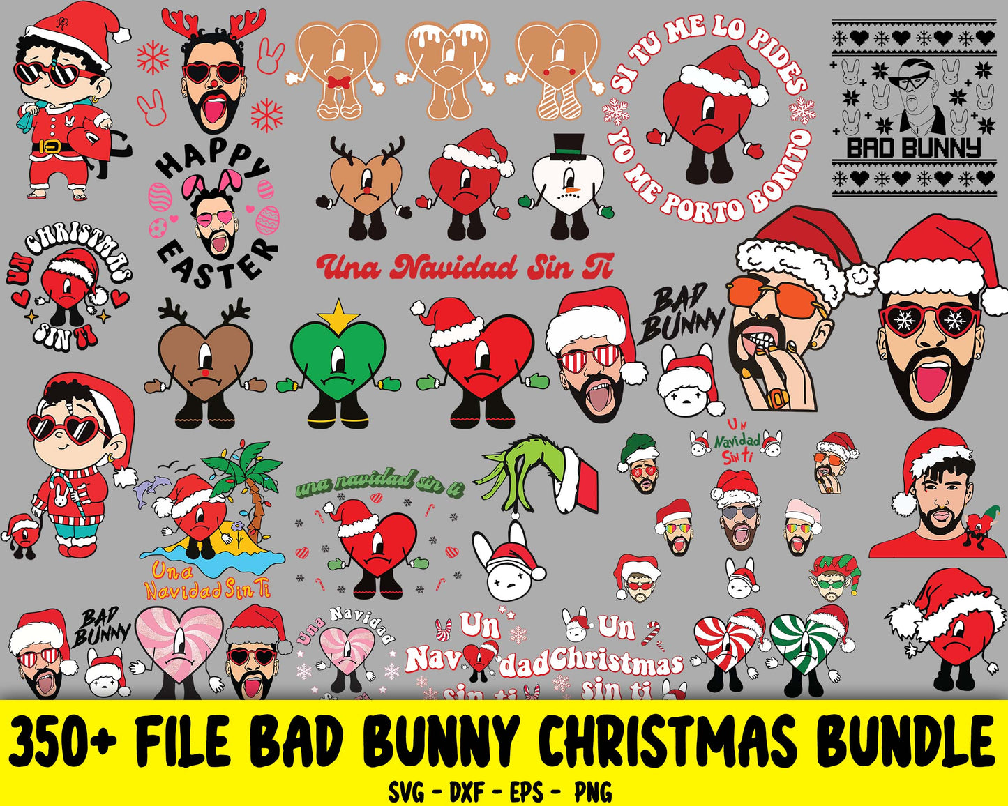 Christmas Bad Bunny SVG, 350+ file Christmas Bad Bunny Svg, christmas Un verano sin ti Layered SVG, Mega Bundle  Xmas 20222 Bad Bunny digital designs, dxf svg eps png, for Cricut, Silhouette, digital, file cut