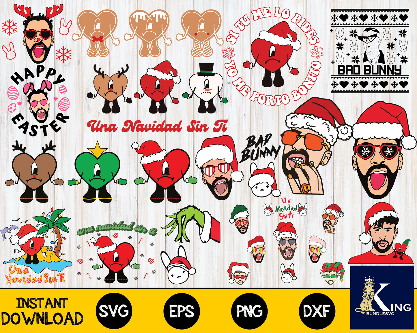 Christmas Bad Bunny SVG, 350+ file Christmas Bad Bunny Svg, christmas Un verano sin ti Layered SVG, Mega Bundle  Xmas 20222 Bad Bunny digital designs, dxf svg eps png, for Cricut, Silhouette, digital, file cut