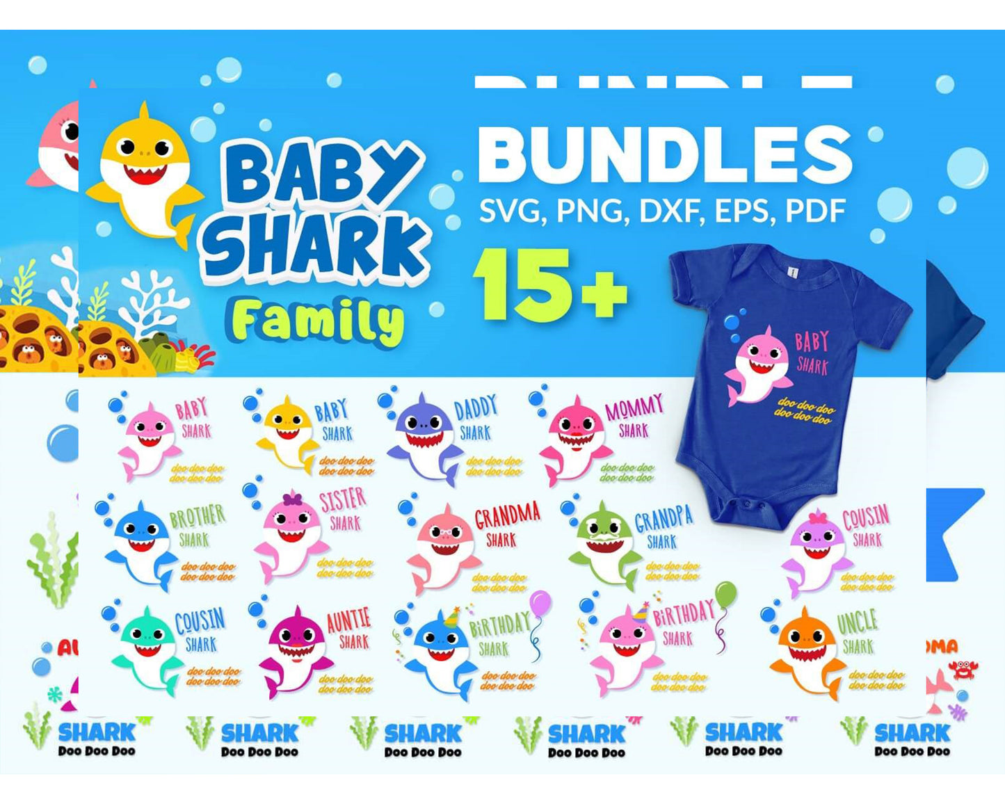 Baby Shark bundle Svg,2000+ file Baby Shark svg eps png, for Cricut, Silhouette, digital, file cut