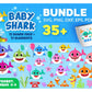 Baby Shark bundle Svg,2000+ file Baby Shark svg eps png, for Cricut, Silhouette, digital, file cut