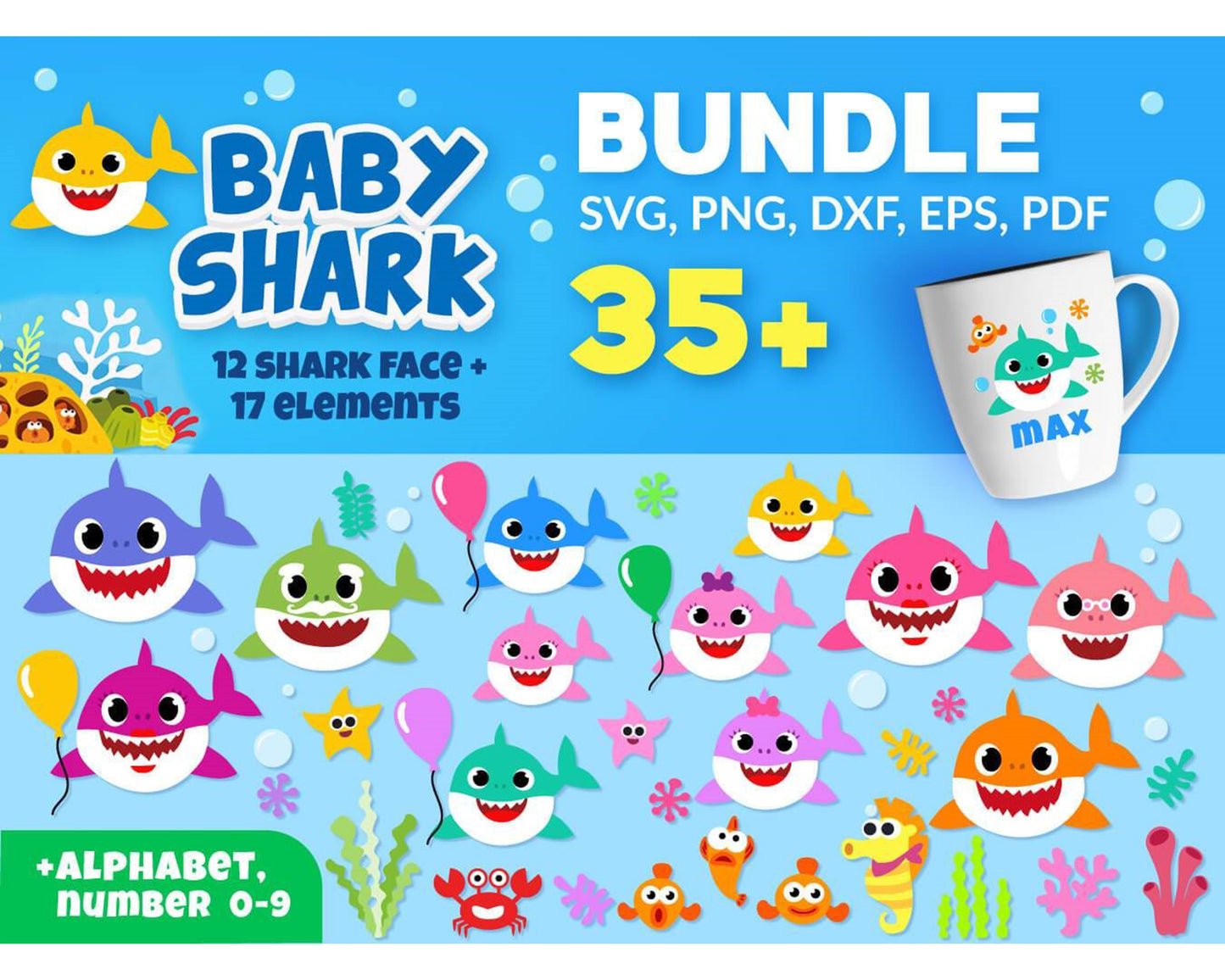 Baby Shark bundle Svg,2000+ file Baby Shark svg eps png, for Cricut, Silhouette, digital, file cut