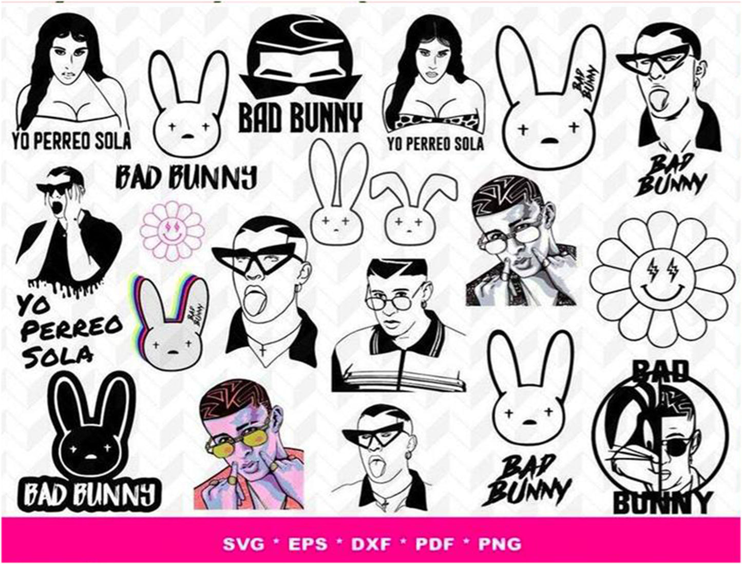 Bad Bunny Bundle svg,250+ files Bad Bunny svg eps png, for Cricut, Silhouette, digital, file cut