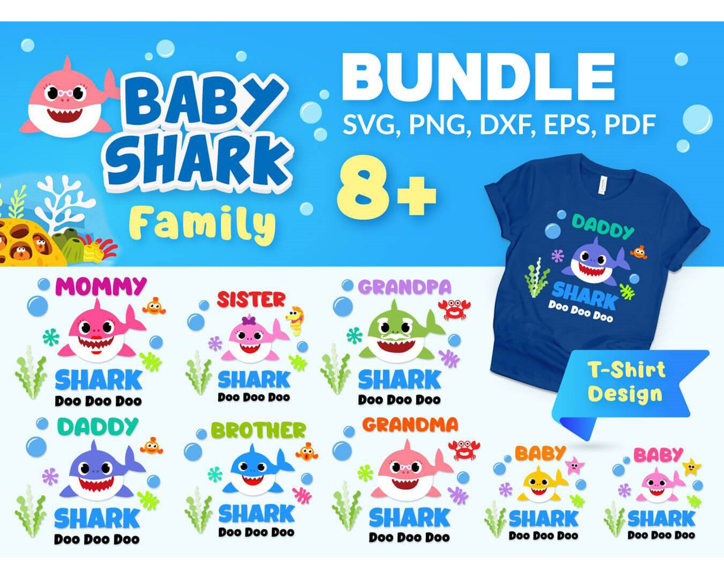 Baby Shark bundle Svg,2000+ file Baby Shark svg eps png, for Cricut, Silhouette, digital, file cut