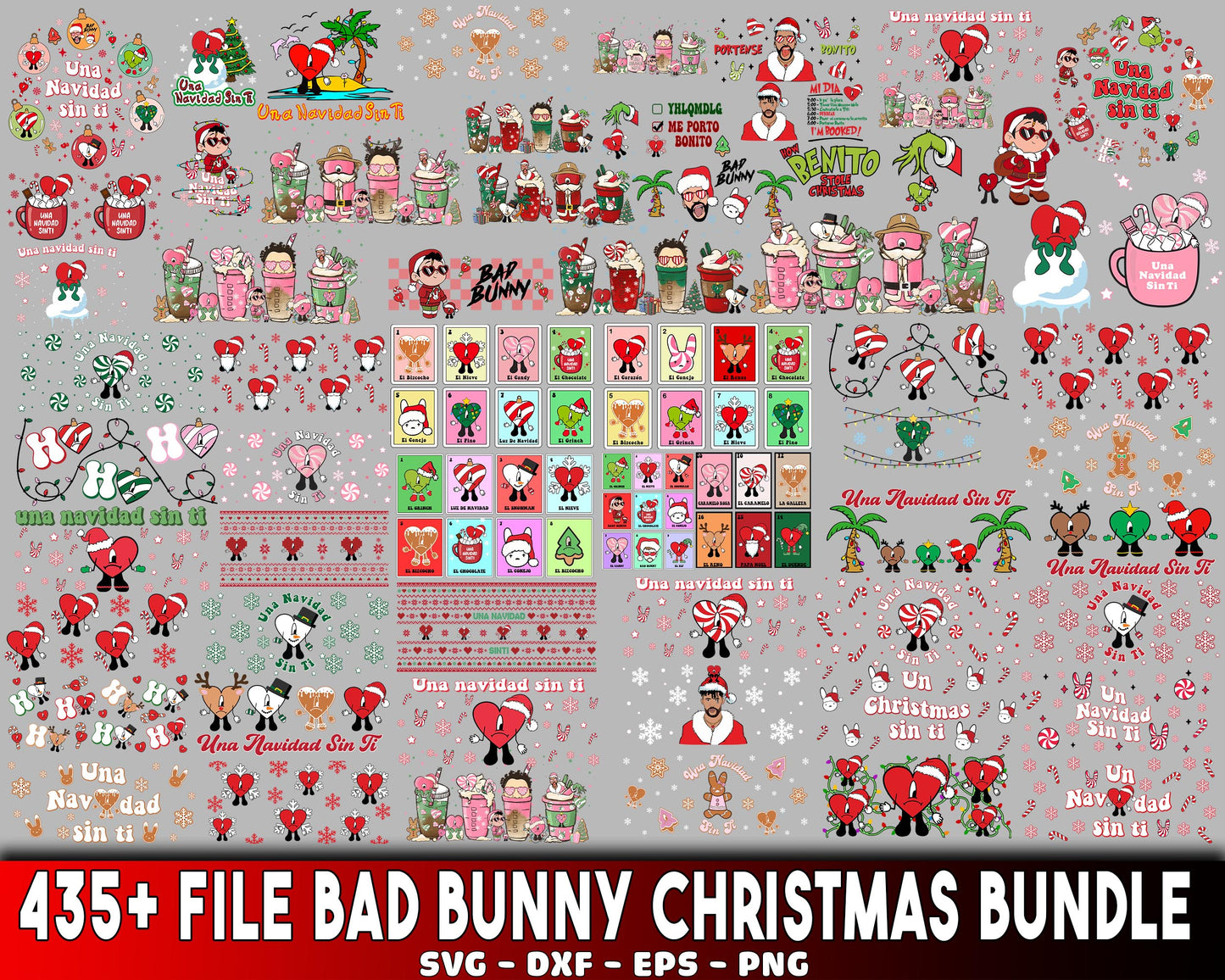 435 +File Bad bunny christmas bundle svg  svg , Mega Bad bunny christmas svg dxf eps png, for Cricut, Silhouette, digital, file cut