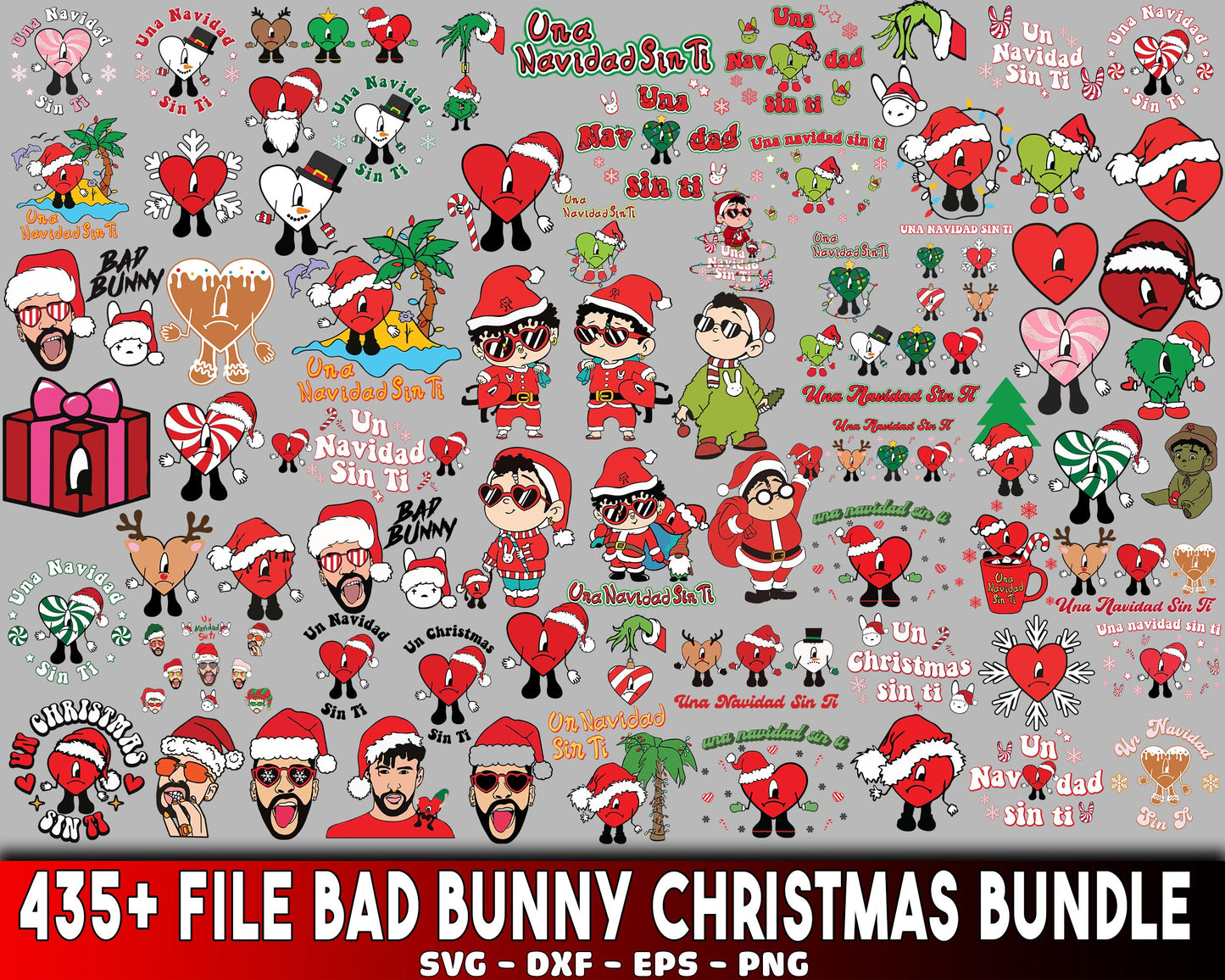 435 +File Bad bunny christmas bundle svg  svg , Mega Bad bunny christmas svg dxf eps png, for Cricut, Silhouette, digital, file cut