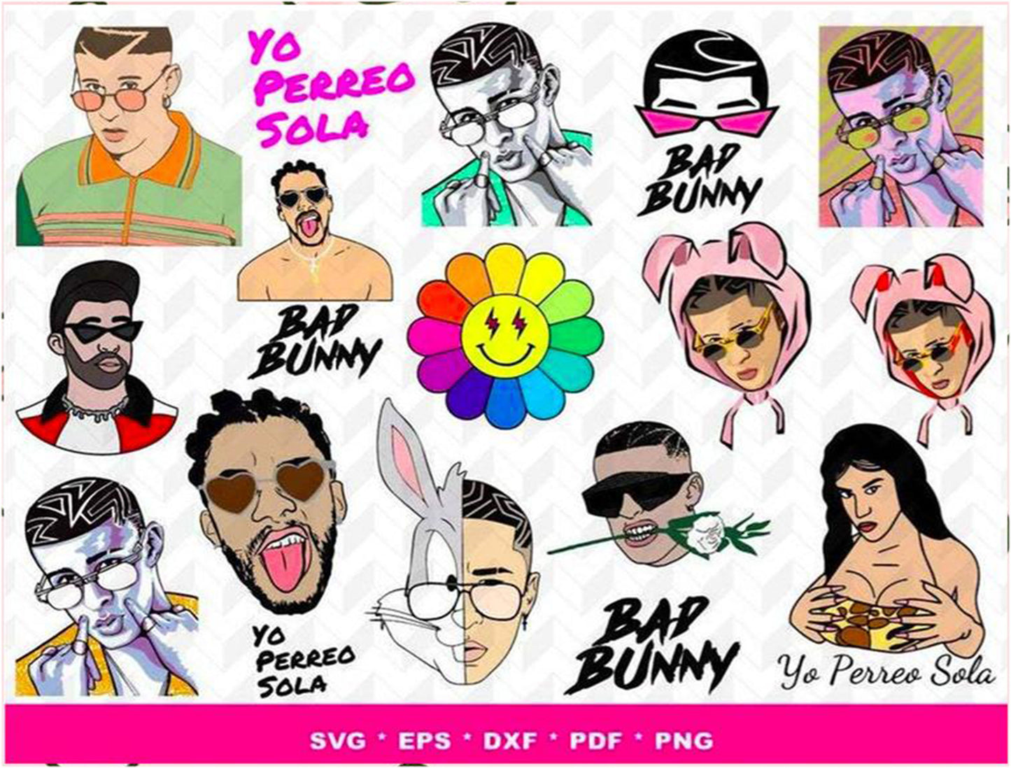 Bad Bunny Bundle svg,250+ files Bad Bunny svg eps png, for Cricut, Silhouette, digital, file cut