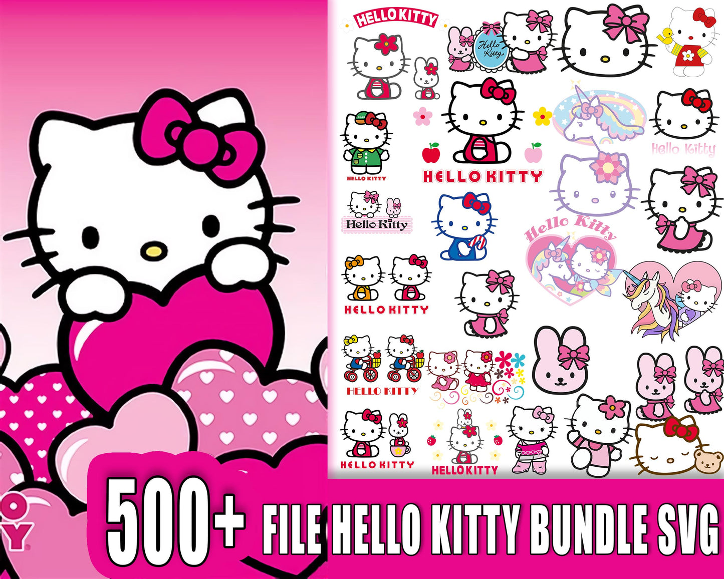 Hello kitty SVG Bundle, Kawaii Kitty Svg Png, Silhouette, Cricut