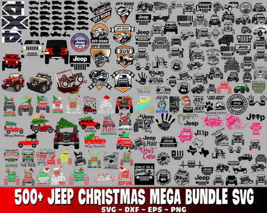 500+ file jeep christmas bundle SVG , Mega bundle jeep christmas svg eps dxf png , for Cricut, Silhouette, digital, file cut