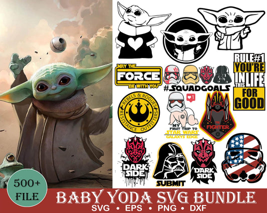 500 baby yoda Bundle svg,500 baby yoda svg eps png, for Cricut, Silhouette, digital, file cut