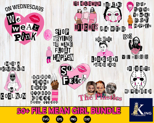 Mean Girls svg,50+ file bundle mean girls svg, Halloween Svg , Scary  svg eps png, for Cricut, Silhouette, digital, file cut