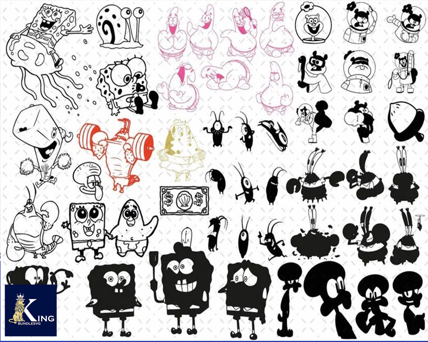 Spongebob Bundle svg,1500+ files Spongebob  svg eps png, for Cricut, Silhouette, digital, file cut