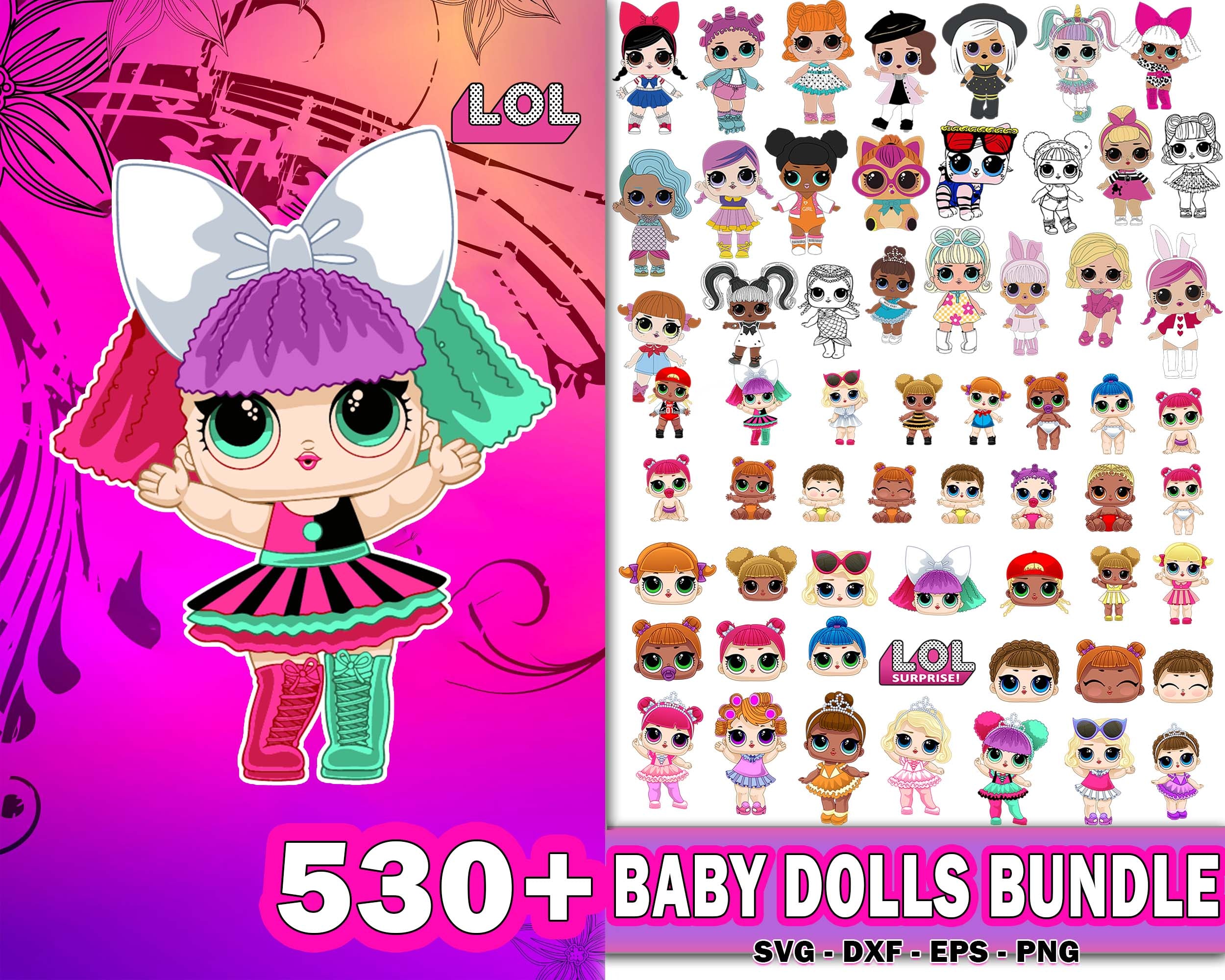 Baby dolls svg, 530+ file lol dolls bundle ,svg eps dxf png, bundle lo ...