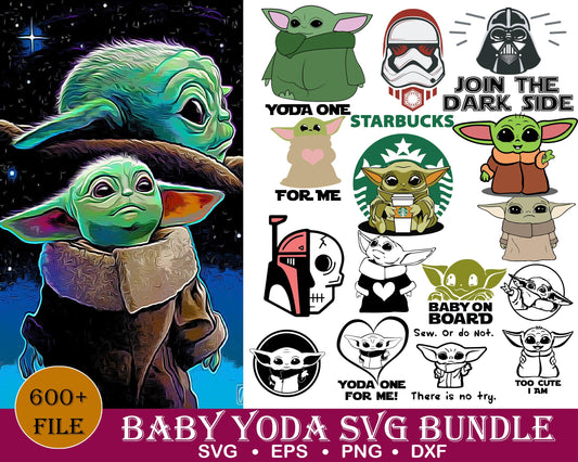 600 File baby yoda Bundle svg,600 File baby yoda svg eps png, for Cricut, Silhouette, digital, file cut