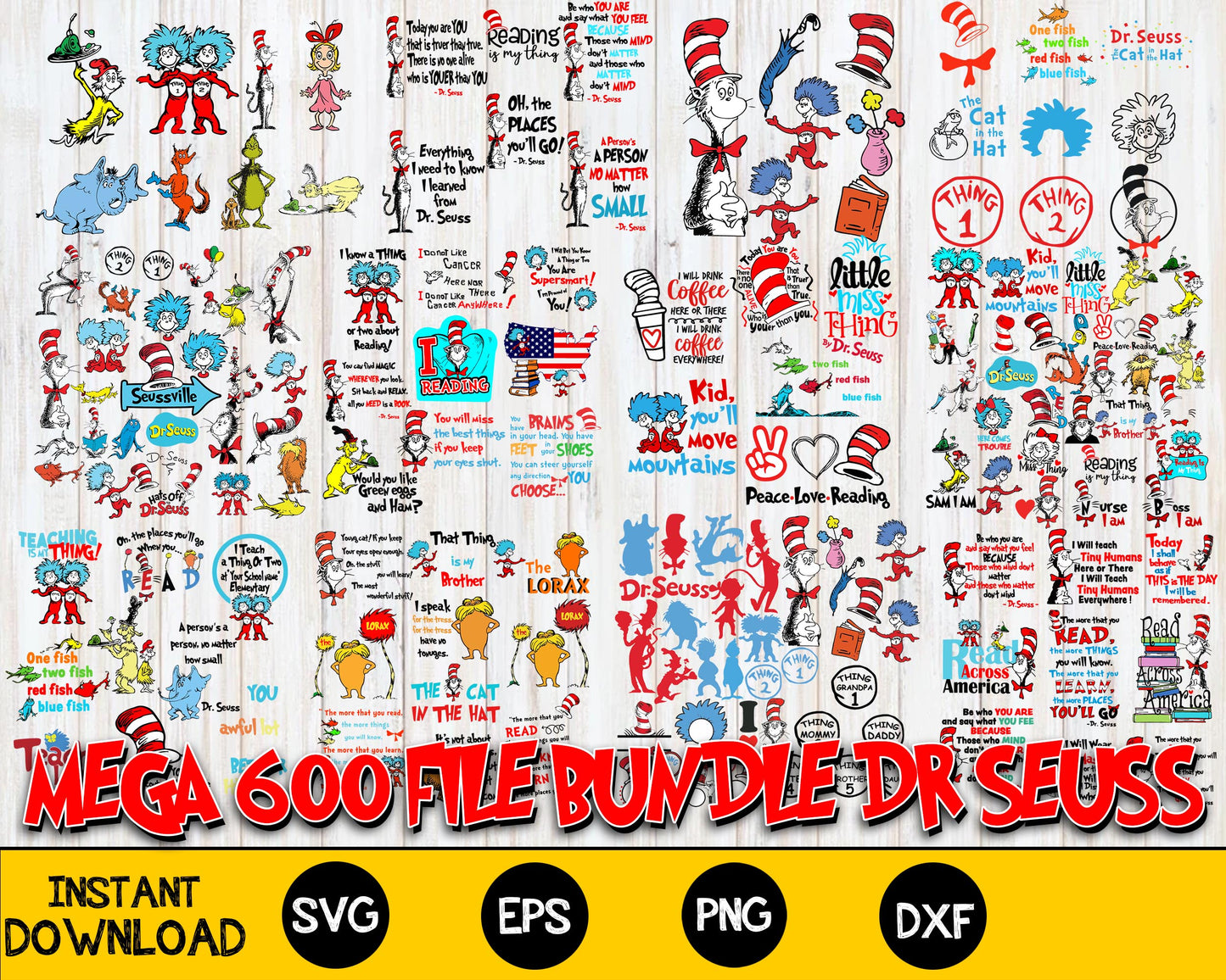 600+ File Dr Seuss svg, Bundle Dr Seuss file,Mega bundle Dr Seuss for Cricut, Silhouette, digital, file cut