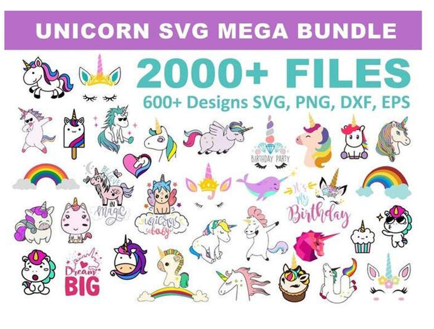 Unicorn Bundle svg,2000+ files Unicorn svg eps png, for Cricut, Silhouette, digital, file cut