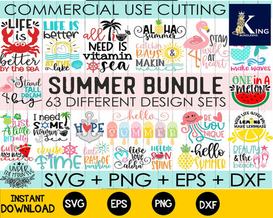 63 Summer Bundle Svg ,Summer Svg ,Summer Cut Files,Commercial Svg,Kids Svg,Summer Quotes Svg,Beach Shirt Svg ,Digital File,Dxf ,Eps,Png for Cricut, Silhouette, digital, file cut