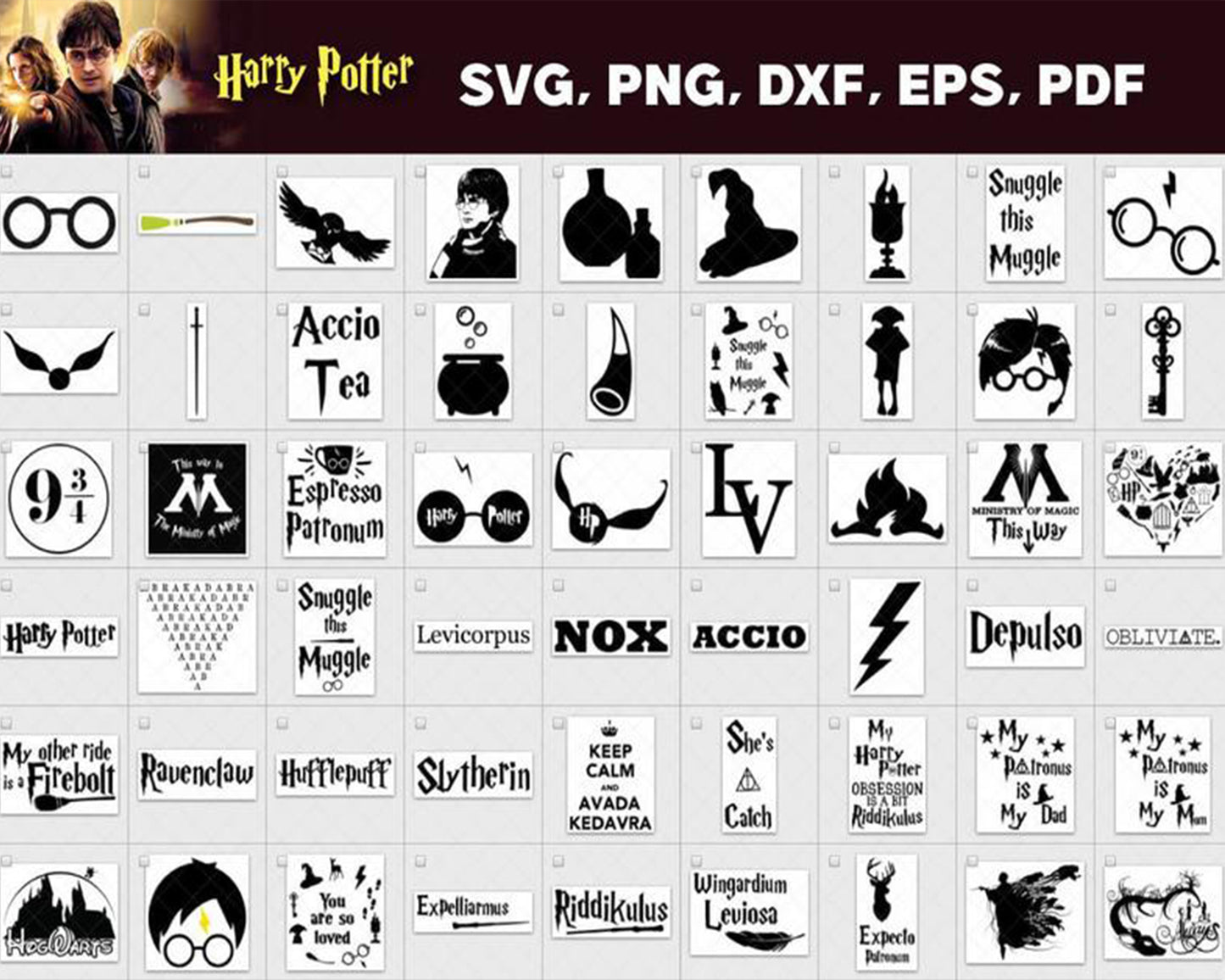 Harry Potter Bundle svg,4000+ files Harry Potter svg eps png, for Cricut, Silhouette, digital, file cut