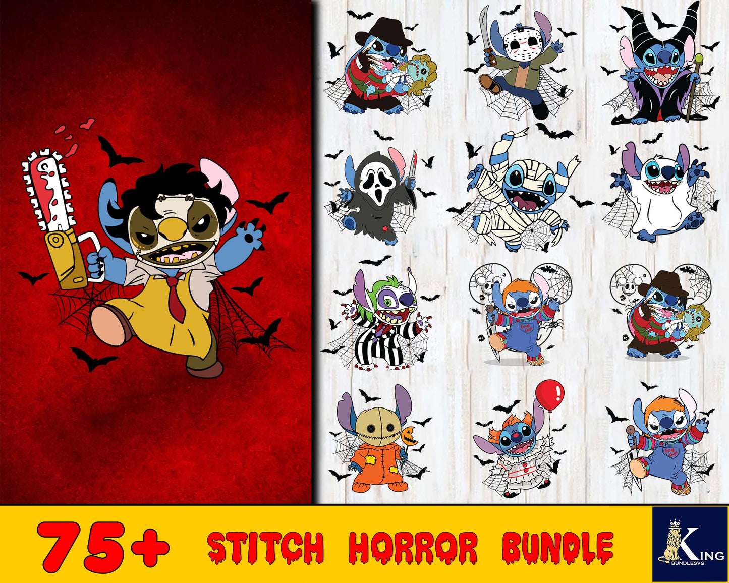 75+ file Stitch horror Bundle svg,Stitch horror svg dxf eps png, for Cricut, Silhouette, digital, file cut