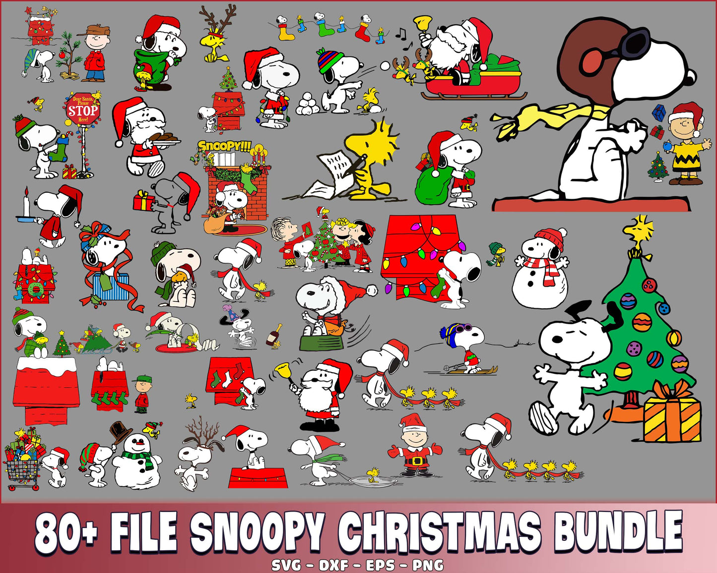 Snoopy Christmas bundle SVG ,80+ file Snoopy Christmas bundle svg eps dxf png , for Cricut, Silhouette, digital, file cut