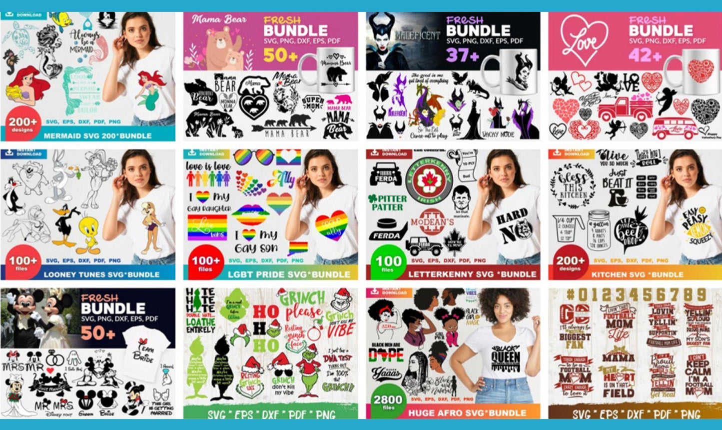 200 Ultimate Giga Bundle - 200 Bestseller SVG Bundles for Cricut, Silhouette, digital, file cut