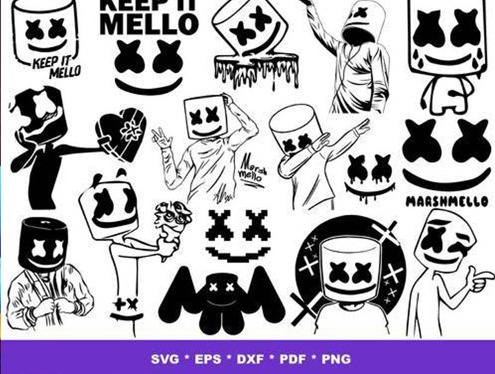 DJ Mashmellow Bundle svg,150+ files DJ Mashmellow svg eps png, for Cricut, Silhouette, digital, file cut