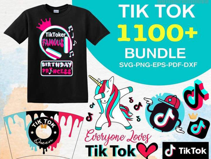 TikTok Bundle svg,1100+ files TikTok svg eps png, for Cricut, Silhouette, digital, file cut