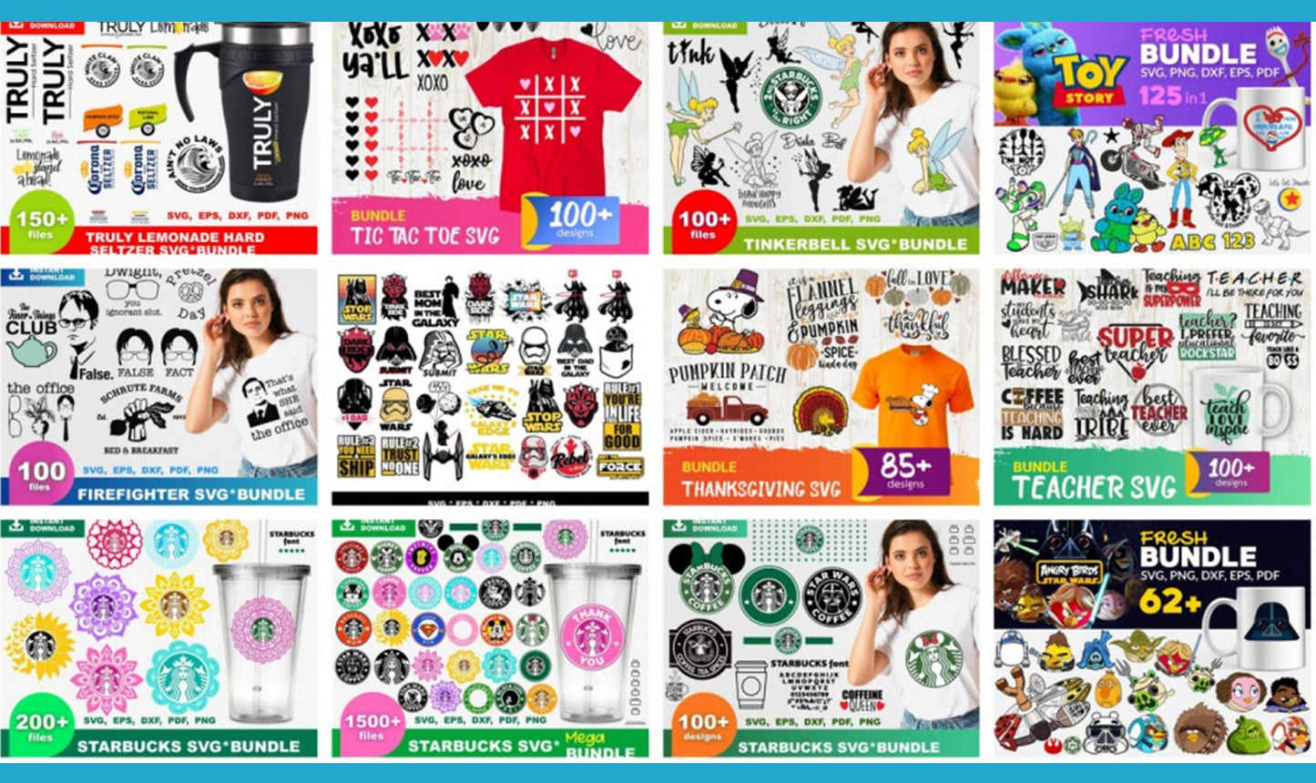 200 Ultimate Giga Bundle - 200 Bestseller SVG Bundles for Cricut, Silhouette, digital, file cut