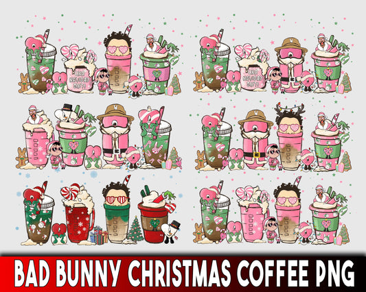 Bad Bunny christmas coffee bundle PNG , Mega Bad Bunny christmas coffee PNG , for Cricut, Silhouette, digital, file cut